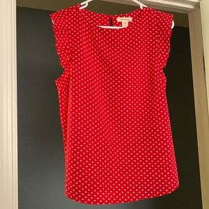 Red Polka Dot Blouse with 1/4 Sleeves